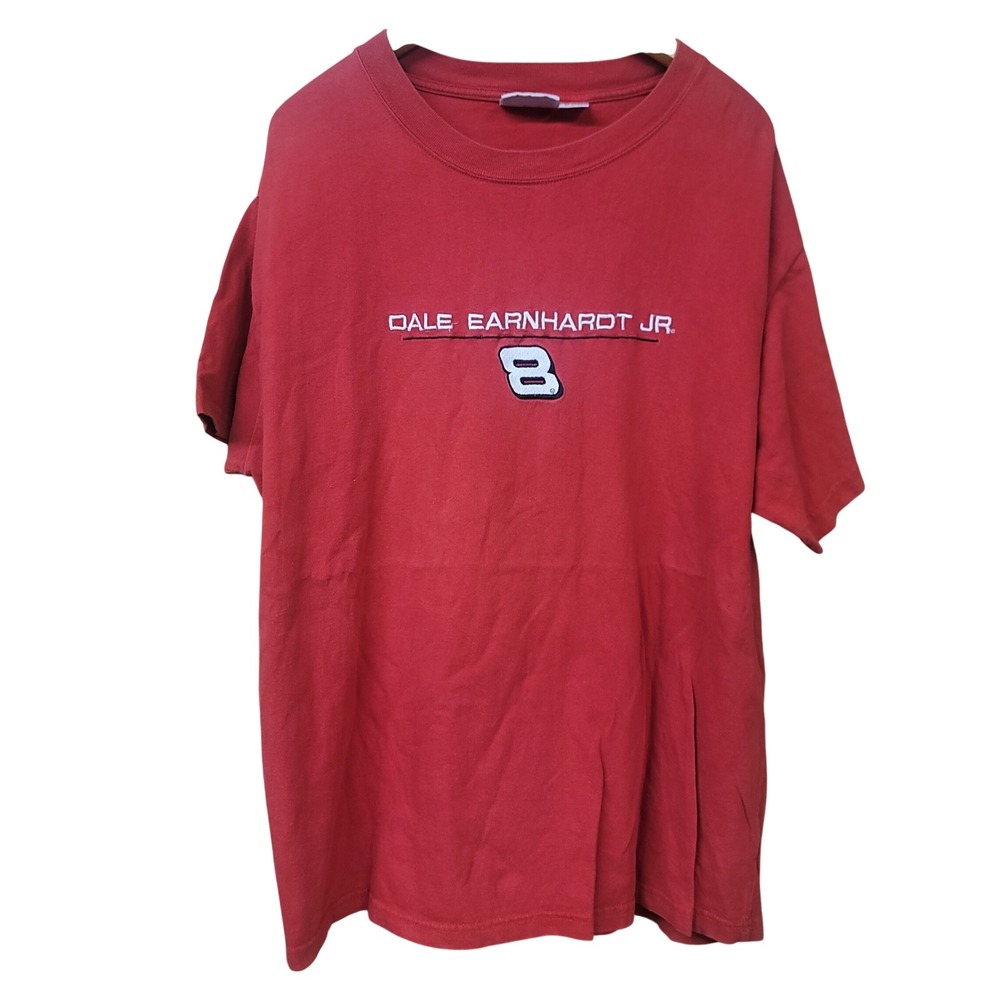 Vintage NASCAR Dale Earnhardt Jr 8 Budweiser Red Embroidered Racing Shirt XL
